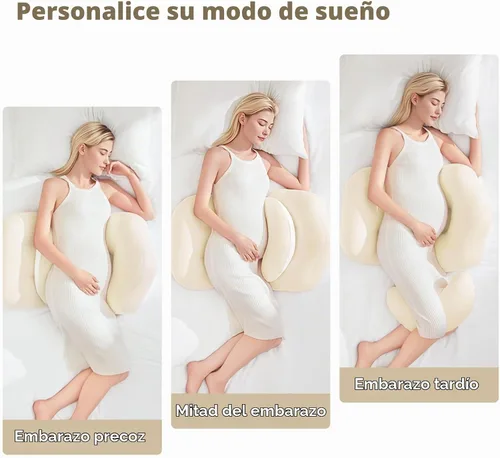 Vista 6 de Almohada de embarazo para dormir, almohada de maternidad portátil de doble cara, vientre, cadera, soporte de espalda para mujeres embarazadas