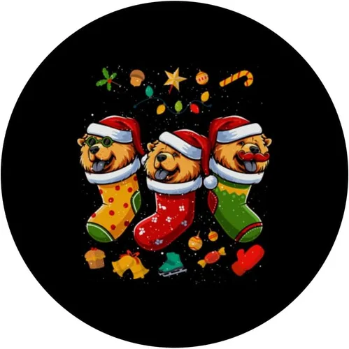 Vista 3 de Chow Chow Santa Claus Christmas Stocking Dog X-Mas Dogs PopSockets Standard PopGrip