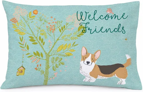 Vista 6 de Caroline's Treasures BB7625PILLOWCASE - Funda de almohada decorativa de tela con texto en inglés "Welcome Friends" Airedale Terrier estándar