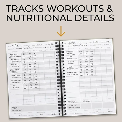 Vista 3 de El Diario de Fitness Definitivo para Rastrear y Cumplir Tus Metas de Gimnasio - Planificador Detallado de Entrenamientos y Libro de Registro Para