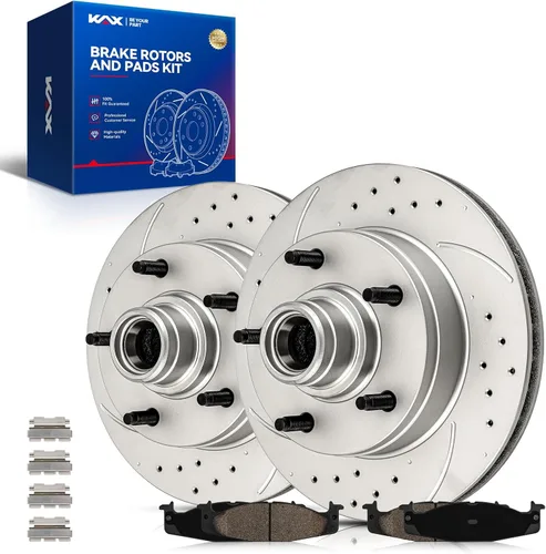 Vista 37 de Kit de freno delantero KAX, rotores de freno ranurados y con hendiduras, pastillas de freno cerámicas Compatible con Honda Accord 1990 1991 1992