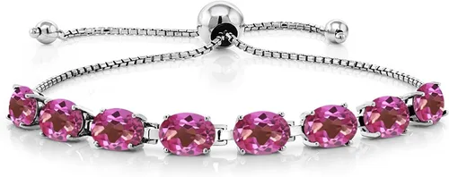 Vista 20 de Gem Stone King Pulsera de plata de ley 925 con piedra natal ovalada de 0.276 x 0.197 in para mujer, totalmente ajustable hasta 9 pulgadas