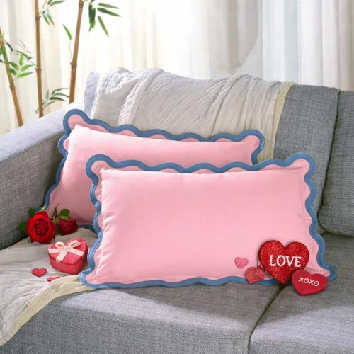 Vista 23 de Fundas de almohada Folkulture Juego de 2 fundas de almohada decorativas (50 x 50 cm) Fundas de almohada azules de algodón para sofá o lindas