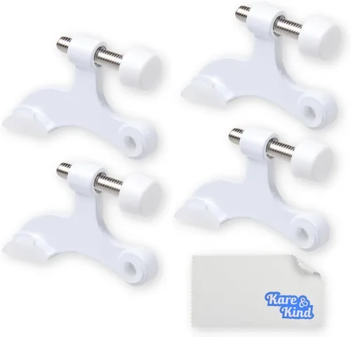 Vista 9 de Kare & Kind 4 topes de puerta con bisagra de níquel, topes de puerta para bisagra, con puntas protectoras para parachoques, fáciles de instalar