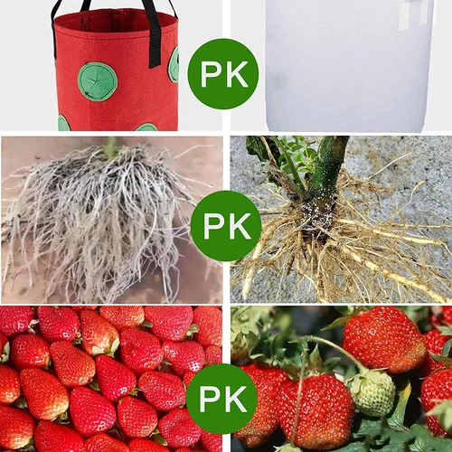 Vista 3 de Macetero de tomate al revés de 3 galones, maceta colgante de fresa, bolsas de cultivo de tela de aireación duradera para verduras