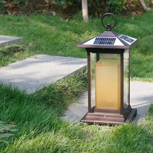 Vista 4 de Luces de poste al aire libre, control remoto, lámpara solar de pie para césped, luz inteligente de control de luz, luz de cabeza de poste al aire
