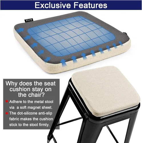 Vista 6 de BUYUE Almohada de Tejido Amistosa con Imán para Taburete de Bar 1 Pieza, Cojín Mejorado Antideslizante y Transpirable para Silla Pequeña de Café