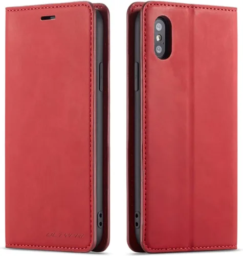 Vista 14 de QLTYPRI Funda tipo cartera para iPhone XR, 3 tarjeteros, color azul