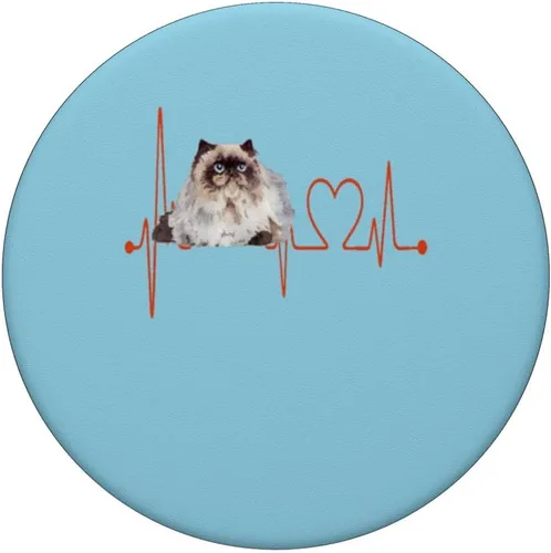 Vista 3 de Himalayan Cat Heartbeat EKG Funny I Love My Cat PopSockets intercambiables PopGrip
