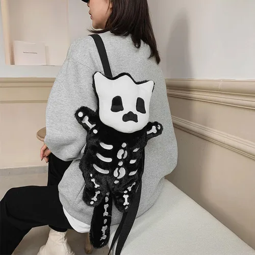 Vista 2 de Y2k - Mochila de esqueleto, vintage, Halloween, calavera Y2k, espeluznante, mochila para adultos, para mujeres, hombres, bolso gótico de cara