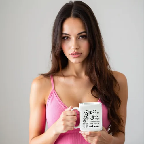 Vista 7 de Taza de café divertida de 11 onzas para regalar a la hermana, taza de té de cerámica para mujeres, regalo perfecto para el día de la madre, Navidad