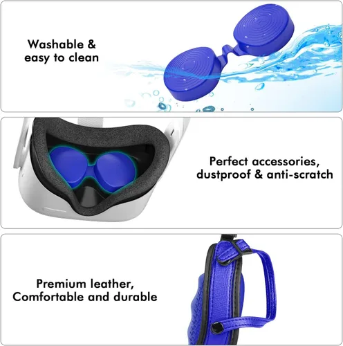 Vista 5 de Controller Grips Cover for Oculus Quest 2Anti-Leakage Silicone Face Cover for Oculus Quest 2 with Lens Protective Cover and VR Shell Accessories Set