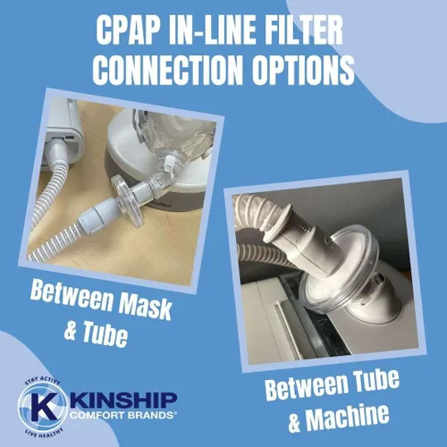 Vista 4 de Filtros de aire en línea universales para CPAP y BIPAP, reemplazo compatible para Dreamstation y máquina de dormir ResMed, tubo de 22 mm, paquete