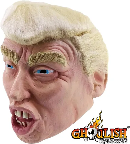 Vista 14 de Máscara de Halloween Trump con cabello para adultos, Beige