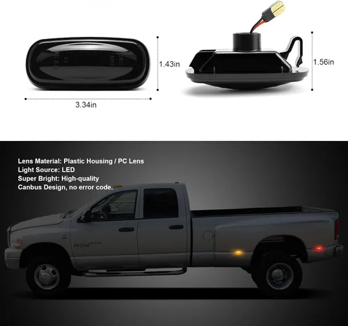 Vista 3 de litzland 4 luces LED de posición laterales compatibles con Dodge Ram 2500 3500 2003-2009 lente ahumada doble defensas parachoques lámparas para SLT