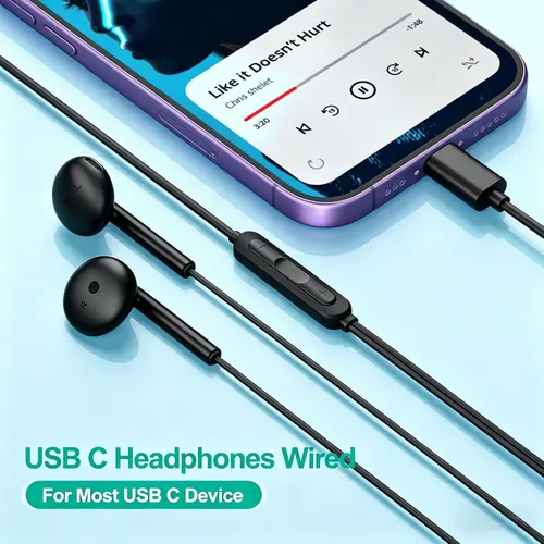 Vista 2 de Auriculares USB C para iPhone 17 16 15, auriculares con cable USBC para iPad Pro Air Mini, iPad 10th, MacBook, auriculares tipo C para Samsung