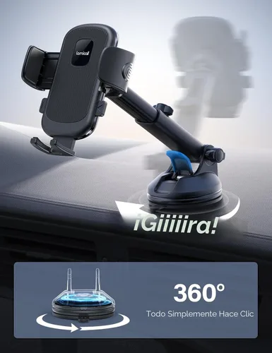 Vista 5 de Lamicall Soporte de teléfono para automóvil - [Ventosa de grado militar más fuerte] Soporte de teléfono con rotación de 360° para tu automóvil