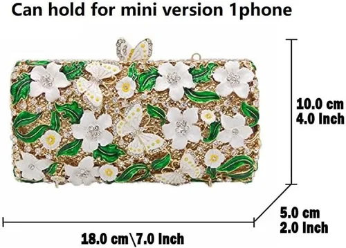 Vista 3 de Boutique De FGG Flores y mariposas mujeres cristal embrague bolso de noche boda fiesta Rhinestone bolsos