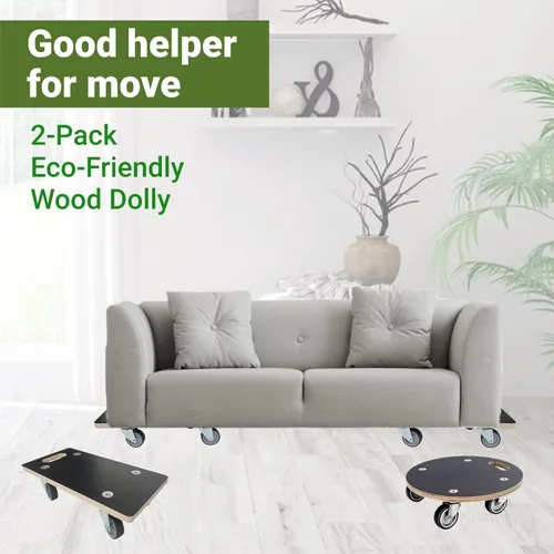 Vista 7 de Furniture Mover Dolly - Rodante de madera portátil para mover muebles, sofá, gabinete, refrigerador, ruedas universales de goma TPR suave giratorias