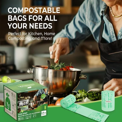 Vista 7 de Bolsas de compost pequeñas de 2.6 galones - 80 unidades de 0.8 mil de espesor, bolsas de basura compostables para contenedor de encimera