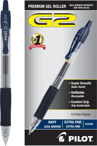 Vista 11 de Bolígrafos Pilot G2 Premium de Gel, Punta Extra Fina de 0.5 mm, Bolígrafos de Gel de Tinta Negra, Paquete de 12 - Ideal para Escuela, Diario
