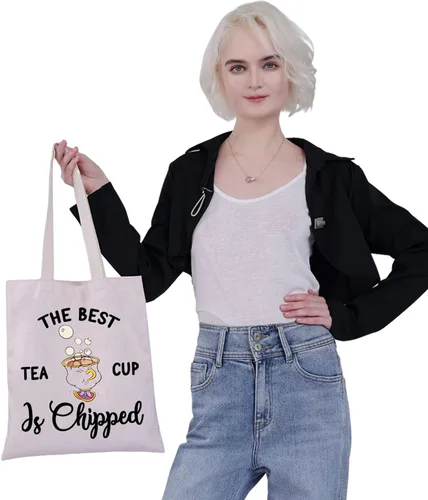 Vista 6 de G2TUP Chip and Mrs Potts Shoulder Bag Tea Party Tote The Best Teacup Is Chipped Belle Inspired Canvas Bag