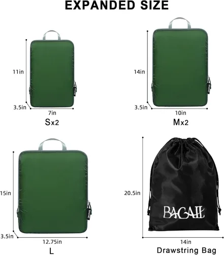 Vista 145 de BAGAIL 4 Set/6 Set Ultraligero Compresión Embalaje Cubos Organizador de Embalaje para Accesorios de Viaje Equipaje Maleta Mochila
