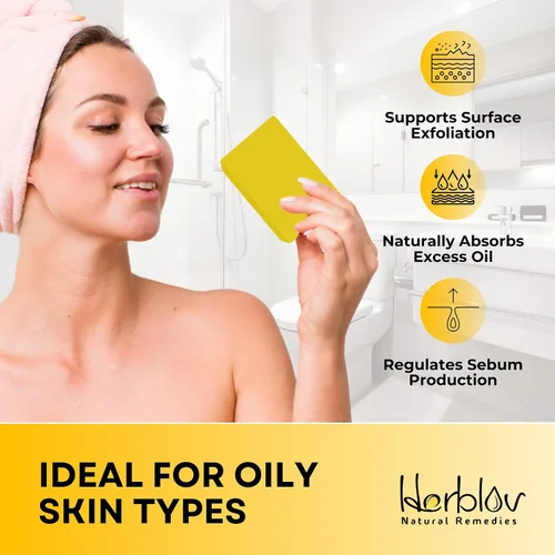 Vista 3 de Barra de jabón limpiadora 10% de azufre para cara y cuerpo, limpiador facial con control de brillo natural para acné, piel grasa, lavado curativo
