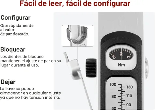 Vista 3 de TEKTON - Llave dinamométrica de 1/2 pulgada de 72 dientes con viga dividida (40-250 pies-libras) TRQ62203
