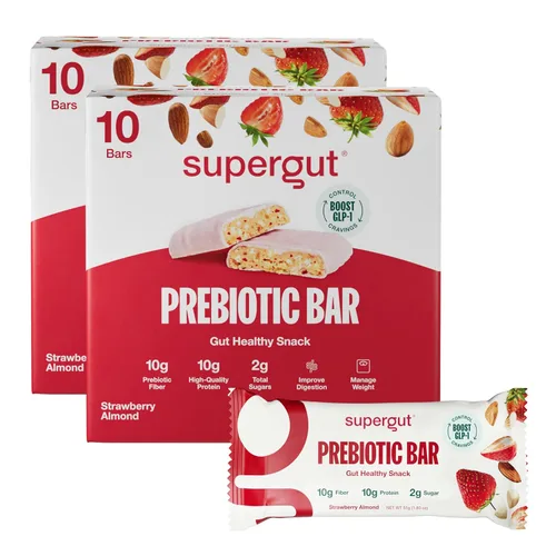 Vista 10 de Supergut Barras Prebióticas Potenciadoras de GLP-1, Brownie de Chocolate - Bocadillos de Proteína Saludables para el Intestino y Barras de Desayuno