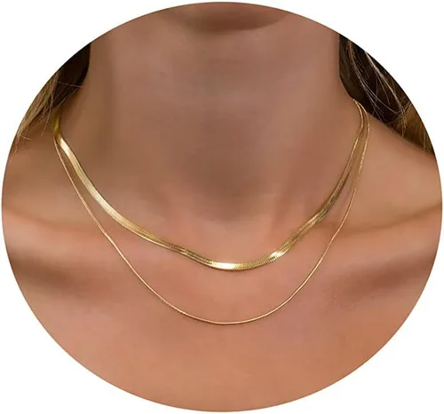 Vista 14 de Collares en capas para mujer, chapados en plata, delicada cuerda torcida de serpiente, delicado collar en capas, gargantilla de diferentes