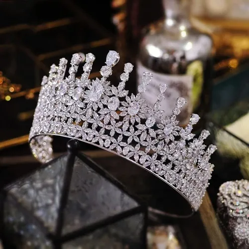 Vista 2 de hair jewelry crown tiaras for women Waterdrop Bridal Hair Accessories Wedding Tiaras and Crowns Stage Awards Round Crown Retro Men's Crown