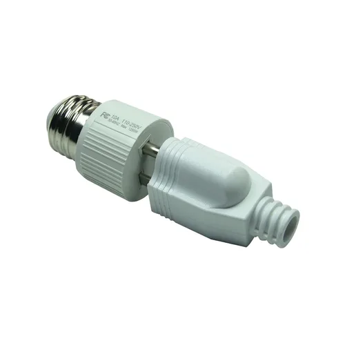 Vista 3 de Adaptador de toma de corriente de bombilla, E26/E27 de 3 clavijas polarizadas de rosca a enchufe convertidor para porche, patio, garaje, blanco