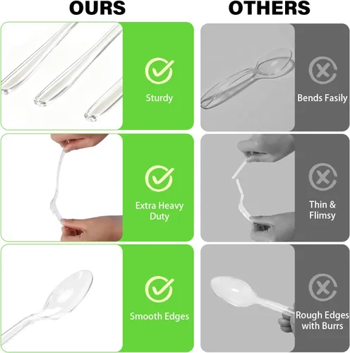 Vista 9 de 100 Count Extra Heavy Duty Clear Plastic Forks and Spoons Set