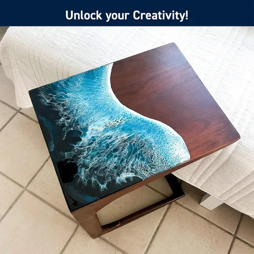 Vista 3 de TotalBoat Wave + Marble Art Kit de resina epoxi Revestimiento epoxi de alta viscosidad de 1 galón para olas oceánicas, mármol, cordones y arte