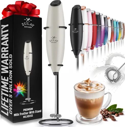 Vista 591 de Zulay Milk Boss Espumador de leche potente manual, hace espuma para latte, batidor para mezclar bebidas, café, miniespumador para capuchino, frappé