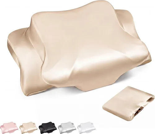 Vista 10 de Hahafelt Funda de Almohada Cervical para el Cuello (Solo Funda de Almohada) Funda de Almohada de Satén con Cremallera Funda de Almohada de Contorno