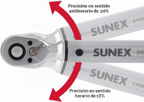 Vista 3 de Sunex 31080 Llave dinamométrica 48T con accionamiento de 3/8 pulgadas, 10-80 pies-lb