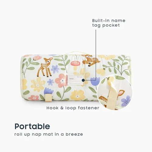 Vista 3 de Wake In Cloud - Toddler Nap Mat with Pillow and Blanket, for Kids Girls Ages 3 Plus in Kindergarten Daycare Preschool, Roll Up Sleeping Bag, Floral