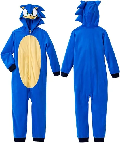 Vista 3 de Sonic The Hedgehog Boys Pajama Onesie Hooded Zip Front Blanket Sleeper for Kids