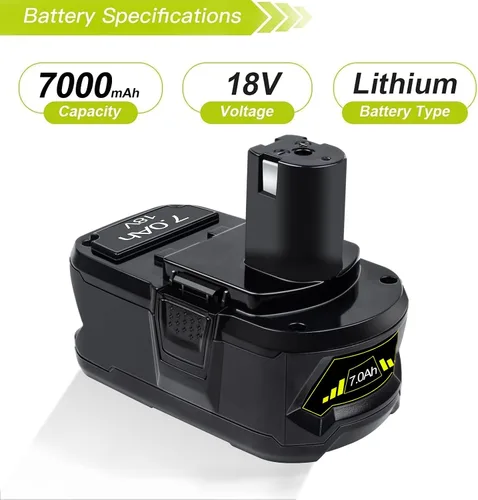 Vista 3 de DTK Batería de repuesto para Ryobi 18V Batería One Plus P102 P103 P104 P105 P107 P108 P109 P190 P122 18V litio ONE+ baterías de repuesto 7.0Ah 2