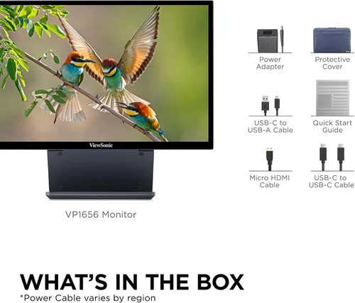 Vista 7 de ViewSonic VP1656 Monitor portátil IPS de 15.6 pulgadas 1200p con alimentación de 2 vías 40W USB C, validado por Pantone, calibrado de fábrica
