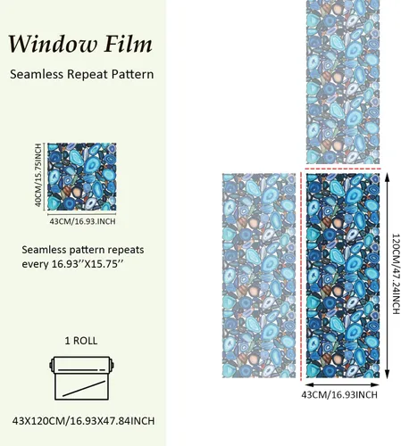 Vista 5 de funlife Película original dibujada a mano con herramientas, película de privacidad de doble cara para ventana de vidrio y puerta de ventana, ágata