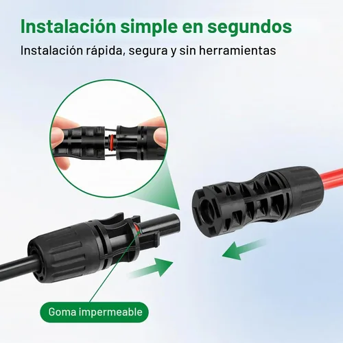 Vista 3 de XRDS -RF Cable de extensión solar 8AWG 3FT paquete de 2 unidades (rojo + negro), cable fotovoltaico con conectores solares macho/hembra, cable