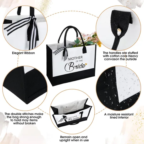 Vista 3 de Aoriher 2 bolsas de lona de regalo para madre de novia y novio, boda