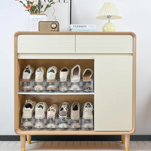 Vista 3 de Paquete de 12 Organizador de Ranuras para Zapatos para Closet, Apilador de Zapatos Ajustable y Ahorrador de Espacio, Almacenamiento de Zapatos