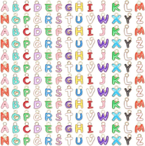 Vista 8 de SANNIX 156 piezas/6 juegos alfabeto ABC letras Charms Capital A-Z Charms DIY pulsera collar colgantes con 200 piezas abiertos Jump anillos