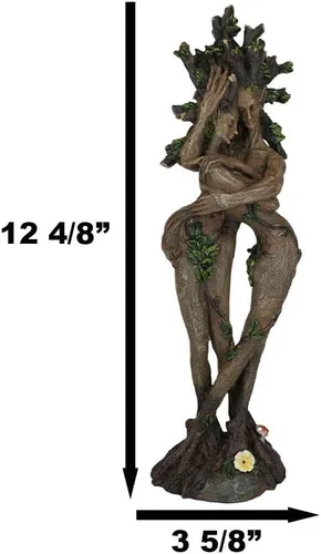 Vista 2 de Ebros Gift Danza de primavera Celta Greenman y árbol Mujer Gaia Dryad Ent Nativo Tierra Diosa Pareja Abrazando Figura Árbol de la Vida Criatura