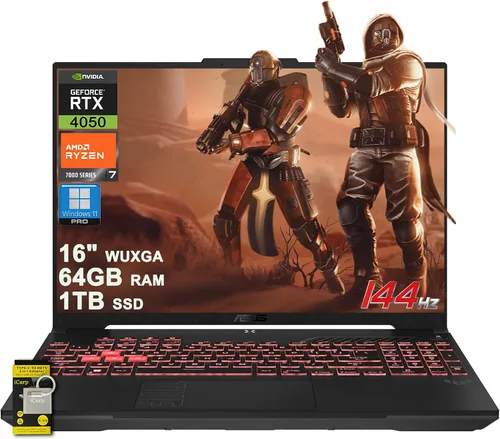 Vista 14 de ASUS TUF Gaming A16 Laptop de 16 pulgadas WUXGA IPS 144Hz AMD 6 núcleos Ryzen 7 7445HS 16GB RAM 1TB SSD GeForce RTX 4050 (hasta 194 AI Tops) RGB
