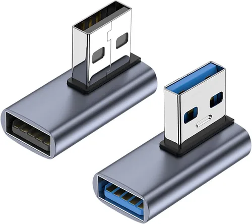 Vista 7 de AreMe - Adaptador USB 3.1 de 90 grados, 2 unidades, ángulo izquierdo Extensor convertidor USB A macho a hembra para PC, portátil, cargador USB A